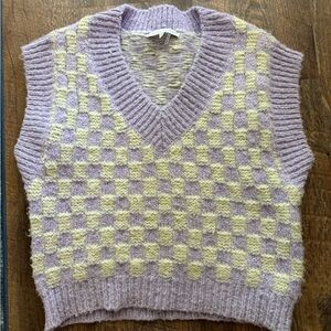 English Factory Lavender and Pistachio V-Neck Sweater Vest